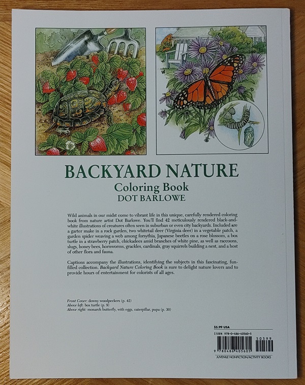 Backyard Nature Coloring Book Back Cover